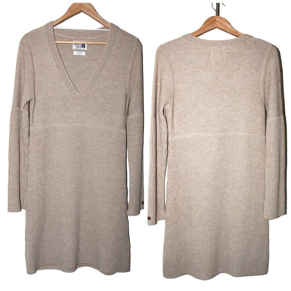 The North Face Alpaca & Wool Knit dress Size M Long Sleeve Earth tone V Neckline